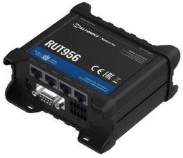 Teltonika Networks RUT956 Routeur cellulaire industriel WiFi/4G/LTE avec interfaces Ethernet, RS232/RS485, GNSS et PSU UE