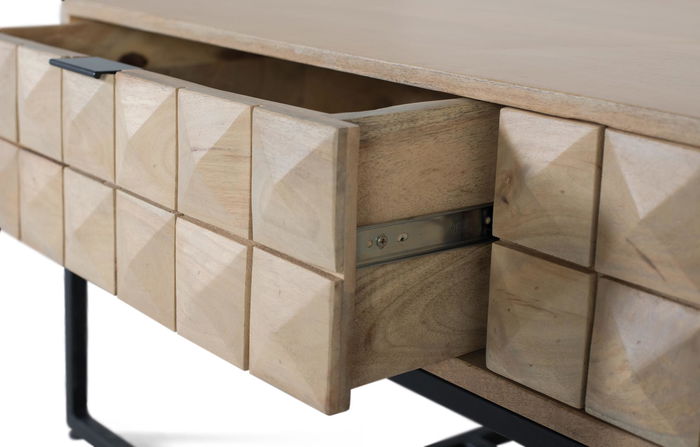 GINER Y COLOMER Table de Centre en Bois de Mango Naturel avec Structure en Fer Noir et 2 Tiroirs - 120 cm de Longueur GINER Y COLOMER Table de Centre en Bois de Mango Naturel avec Structure en Fer Noir et 2 Tiroirs - 120 cm de Longueur