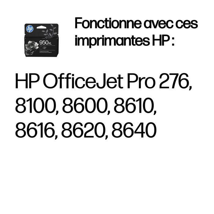 HP - Cartouche d'encre Noire Grande Capacité 950XL - Authentique - Environ 2300 pages - Compatible OfficeJet Pro 8616, 8640 - Haute qualité d'impression résistante