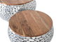 GINER Y COLOMER Lot de 2 Tables Basses en Bois de Manguier Naturel et Aluminium Argenté, Modèles Contemporains (Ø 55 cm / Ø 70 cm)