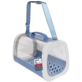 Mpets Sac de Transport pour Chat Transparent HONEY Bleu - Sac Ventilé et Antidérapant en ABS/PC