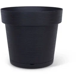 GARDEN ID Glamour Pot avec réserve d'eau - Anthracite 40 cm - Surface granuleuse - Intérieur et Extérieur - Design épuré