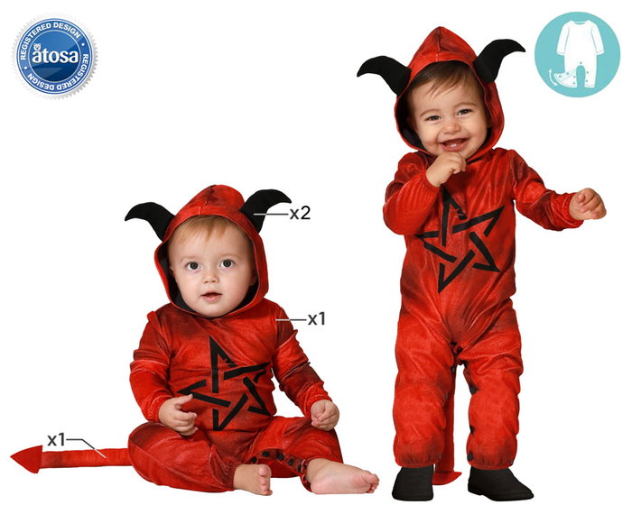 Disfraz Déguisement de Démon Bébé Garçon Rouge avec Capuche, Queue et Cornes - Halloween - Taille 24 Mois Disfraz Déguisement de Démon Bébé Garçon Rouge avec Capuche, Queue et Cornes - Halloween - Taille 24 Mois