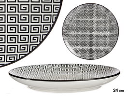 VESSIA Plat plat géométrique Blanco-Negro 24cm