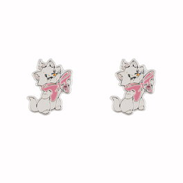 PEERS HARDY - Boucles d'oreilles Marie La Belle et le Clochard Disney en plaqué argent avec détail lazer rose