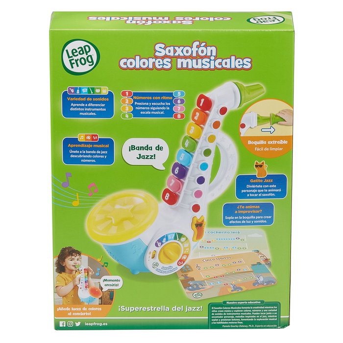 Leap Frog - Saxofón Colores Musicales 80-618839 - Jouet Musical Éducatif avec Sons, Lumières et Cartes d'Apprentissage - Pour Enfants à partir de 6 Mois