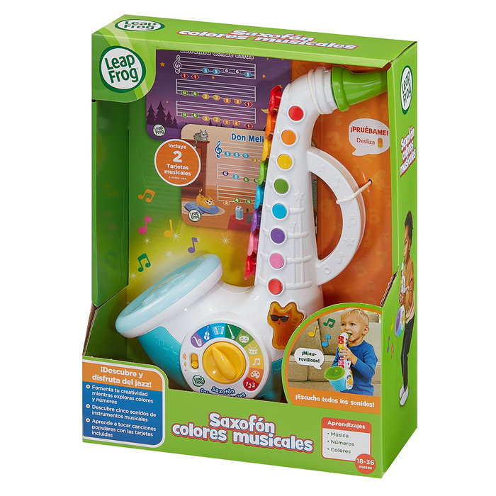 Leap Frog - Saxofón Colores Musicales 80-618839 - Jouet Musical Éducatif avec Sons, Lumières et Cartes d'Apprentissage - Pour Enfants à partir de 6 Mois