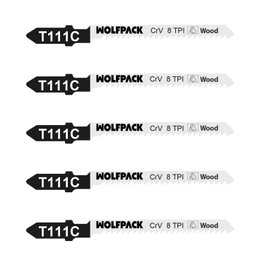 WOLFPACK LINEA PROFESIONAL Lot de 5 lames de scie sauteuse pour bois, coupe moyenne, Acier Chrome Vanadium