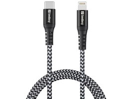Sandberg Câble USB-C vers Lightning Survivor 1M, résistant en Kevlar et métal, charge rapide PD, pour iPhone et iPad