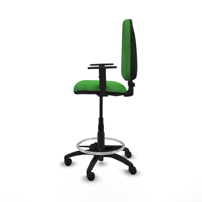 Tabouret Aýna taburete Contact permament de base Tissu Vert Structure polyamide noire Accoudoir 1D Sans appui-tête Roulettes en nylon 50 mm
