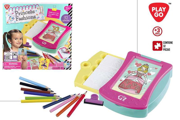 Playgo - Jeu Créatif Mode Princesas 32 Pièces - Puzzle et Stylisme pour Enfants dès 3 Ans