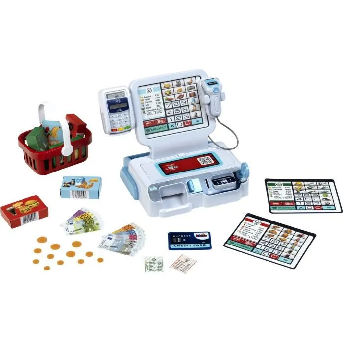 Klein - 7265 - Caisse enregistreuse jouet libre-service My Market avec écran, scanner, paiement sans contact, monnayeur et accessoires - Jouet d'imitation enfant dès 3 ans
