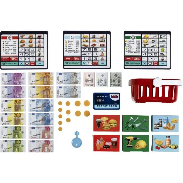 Klein - 7265 - Caisse enregistreuse jouet libre-service My Market avec écran, scanner, paiement sans contact, monnayeur et accessoires - Jouet d'imitation enfant dès 3 ans