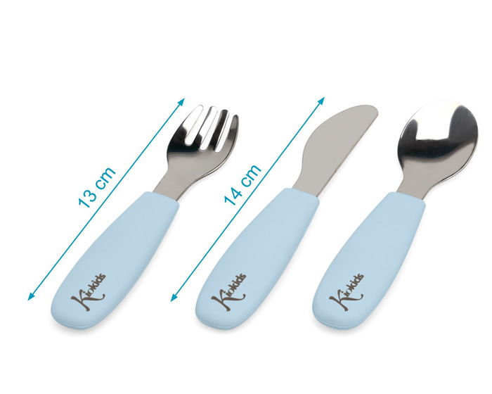 KioKids Set de Couverts Enfants en Acier Inoxydable avec Manche en Silicone Bleu, 14 cm, 6 Mois et Plus, Compatible Lave-Vaisselle, Collection Petits Moments KioKids Set de Couverts Enfants en Acier Inoxydable avec Manche en Silicone Bleu, 14 cm, 6 Mois et Plus, Compatible Lave-Vaisselle, Collection Petits Moments