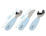 KioKids Set de Couverts Enfants en Acier Inoxydable avec Manche en Silicone Bleu, 14 cm, 6 Mois et Plus, Compatible Lave-Vaisselle, Collection Petits Moments