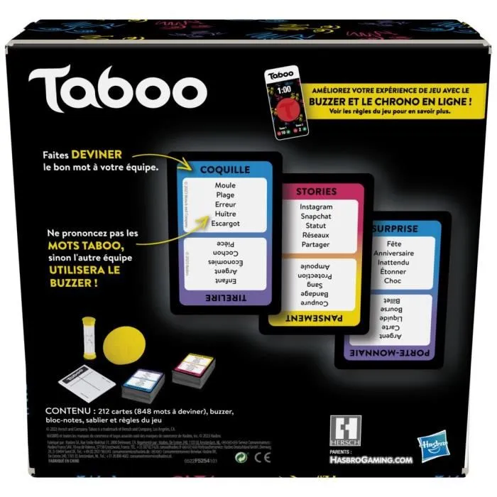 Hasbro Gaming Taboo Classique - Jeu de société familial des mots interdits, version mise à jour, à partir de 13 ans