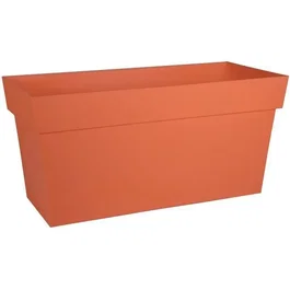 EDA Muret Toscane - Jardinière avec Réserve d'Eau et Roulettes - 74 L - 79x35x39 cm - Orange Terre Battue - Traitement Anti-UV - Garantie 7 ans
