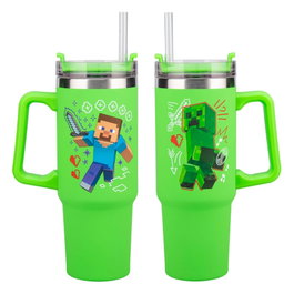 Paladone Products Minecraft gobelet Tumbler Green avec paille coudée