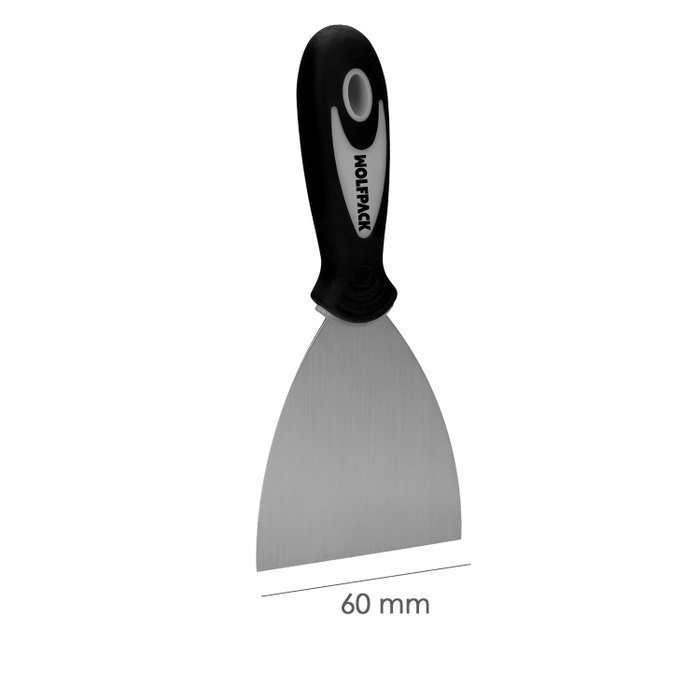 WOLFPACK LINEA PROFESIONAL Spatule en acier inoxydable 60 mm avec manche en caoutchouc