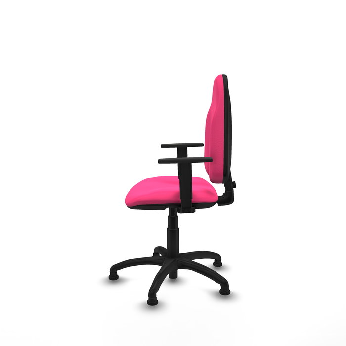 Chaise Algarra Contact permament de base Cuir écologique Rose Structure polyamide noire Accoudoir 1D Sans appui-tête Patins de chaises