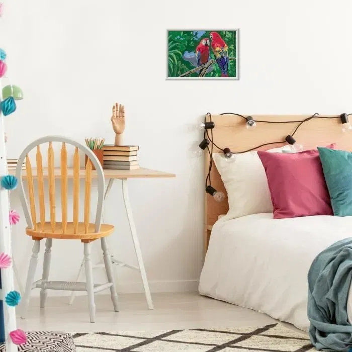 Ravensburger 25854 CreArt Kids - Kit de peinture par numéros 'Perroquets', Tableau 31x21 cm avec cadre, peinture et pinceau, à partir de 7 ans