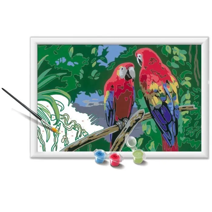 Ravensburger 25854 CreArt Kids - Kit de peinture par numéros 'Perroquets', Tableau 31x21 cm avec cadre, peinture et pinceau, à partir de 7 ans