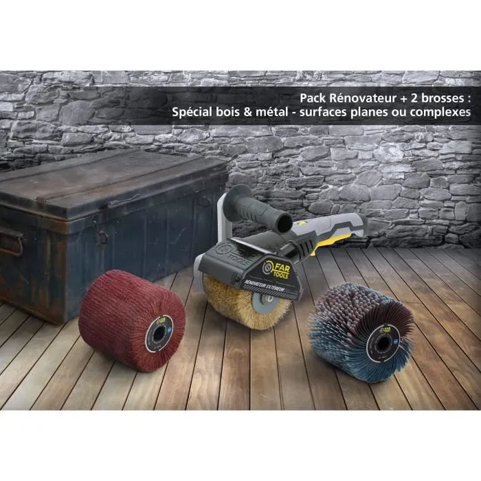 Fartools Renovateur REX120C - Machine à polir multifonction 900-3000 tr/min avec brosses abrasives pour bois, métal, pierre