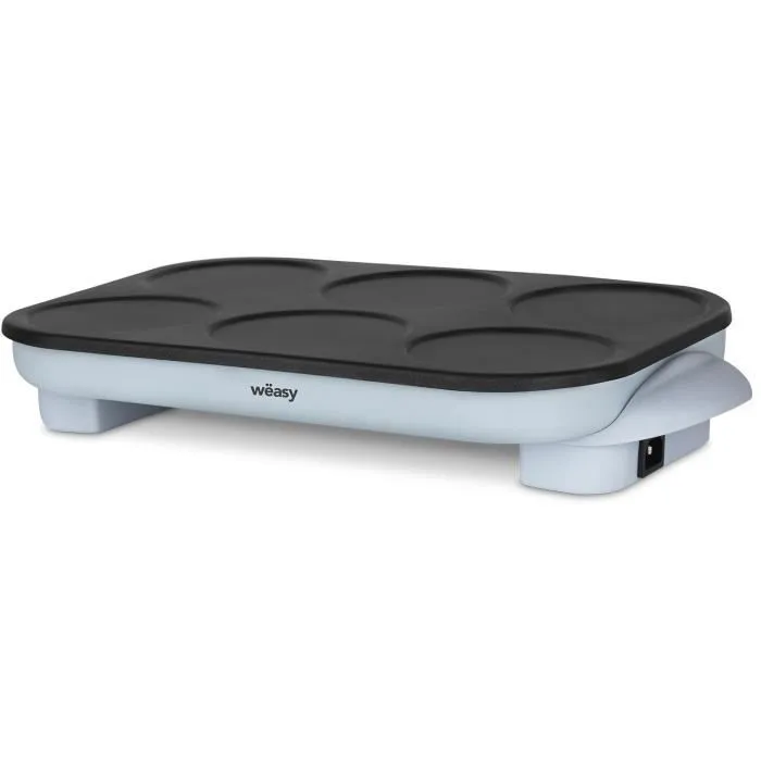 Weasy Crêpière GOO60 - Plaque à Crêpes et Pancakes 6 Places - Revêtement Anti-Adhésif - 1500W - 240°C Max