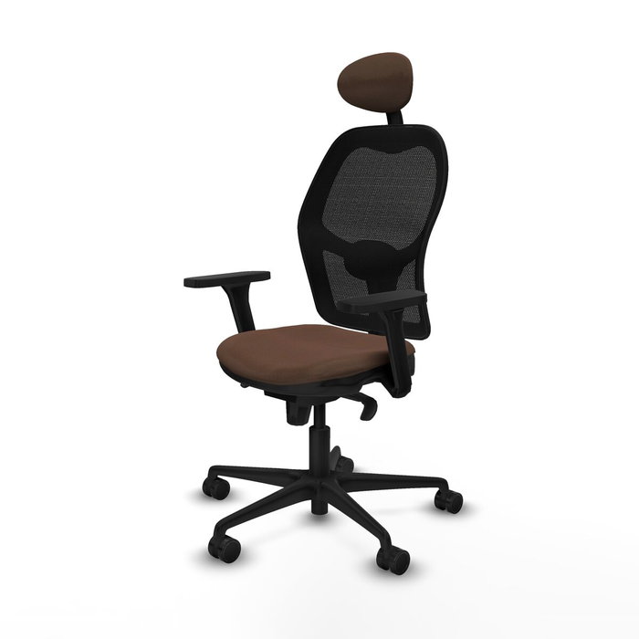 Piqueras y Crespo Chaise de Bureau avec Appui-tête 3D036N1 Noir et Brun foncé