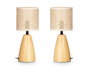 Giftdecor Lot de 2 Lampes de Table Ovales Hautes 29x24,5x14,5 cm Céramique Métal Plastique Marron (Set de 6)