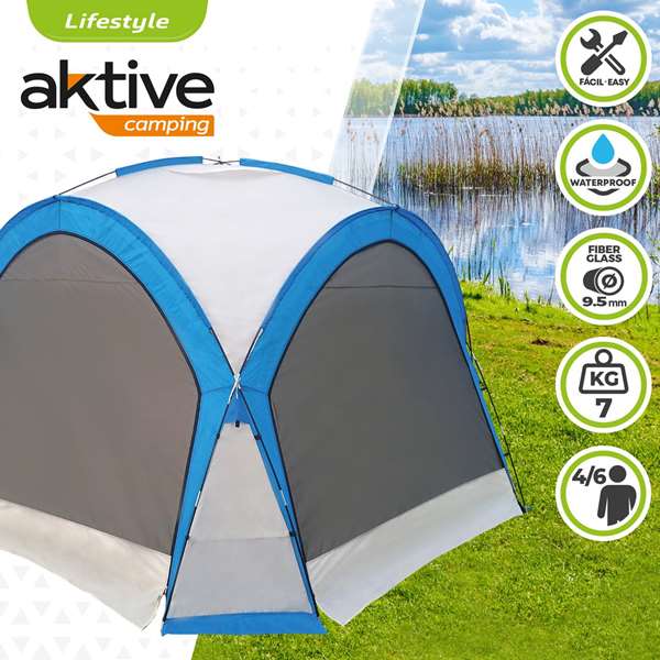 Color Baby Carpa de camping avec moustiquaires 350 x 350 x 260 cm - Tente de camping pour adulte en fibre de verre et polyester 190T