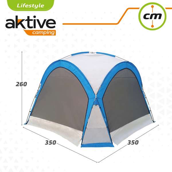 Color Baby Carpa de camping avec moustiquaires 350 x 350 x 260 cm - Tente de camping pour adulte en fibre de verre et polyester 190T