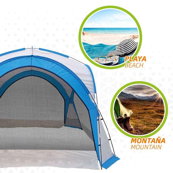 Color Baby Carpa de camping avec moustiquaires 350 x 350 x 260 cm - Tente de camping pour adulte en fibre de verre et polyester 190T