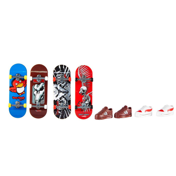 Hot Wheels Skate Pack de 4 fingerboards et chaussures de skate en assortiment