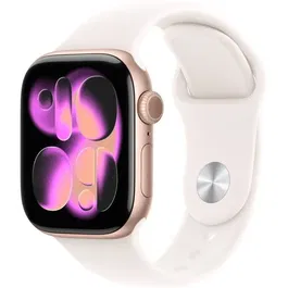 Apple Watch Series 11 GPS + Cellular 42mm - Boîtier en aluminium or rose - Bracelet Sport Band Light Blush M/L