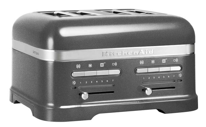 Kitchenaid 5KMT4205 Toasteur 4 Tranches Large Capacité Argent Puissant avec 7 Niveaux de Brunissage