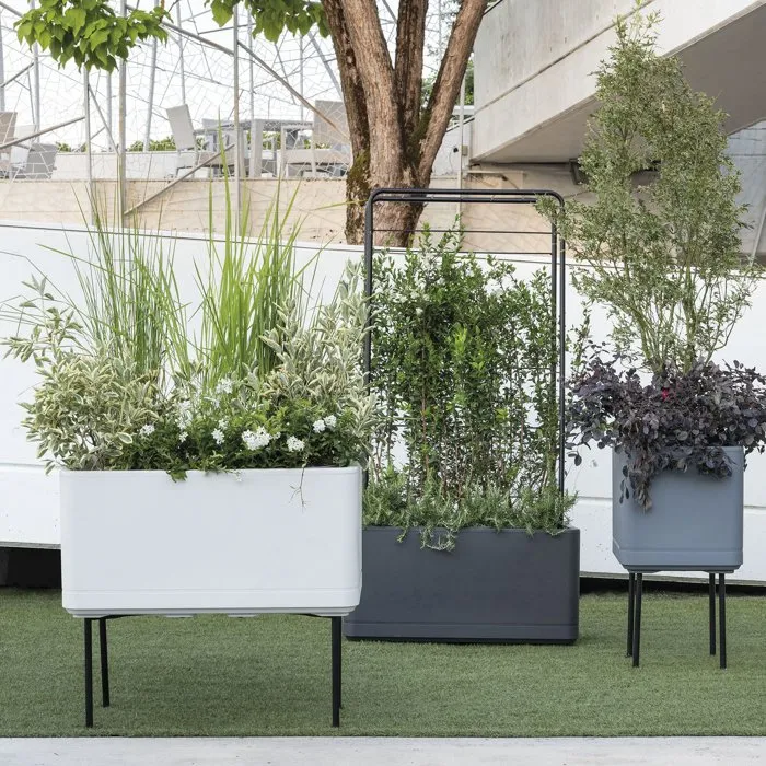 Deroma Cosmo Porte-Plantes en Métal Gris, 78 x H 155 cm, Conception Élégante et Contemporaine pour Intérieur et Extérieur