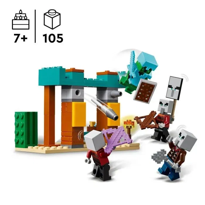 LEGO Minecraft 21267 La Patrouille d'Illageois du Désert - Jeu de Construction avec Figurines - Set pour Enfants dès 7 Ans