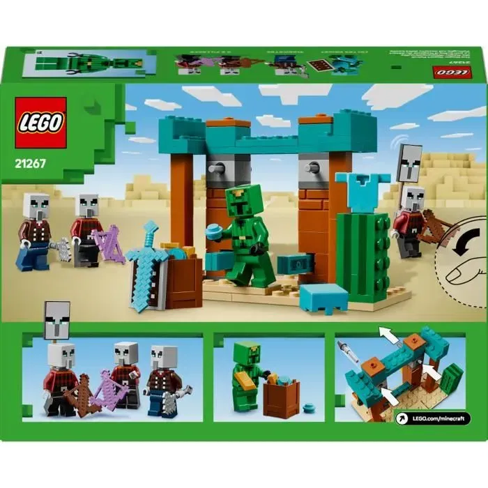 LEGO Minecraft 21267 La Patrouille d'Illageois du Désert - Jeu de Construction avec Figurines - Set pour Enfants dès 7 Ans