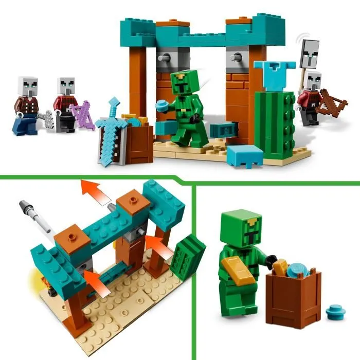 LEGO Minecraft 21267 La Patrouille d'Illageois du Désert - Jeu de Construction avec Figurines - Set pour Enfants dès 7 Ans