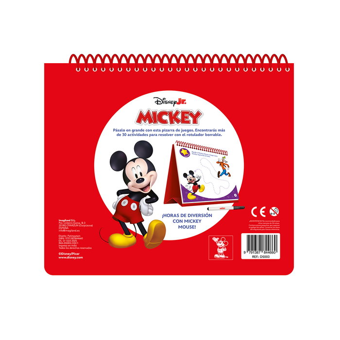 Imagiland Disney Pizarra Lavable Mickey 3 Ans – 32 Pages Avec Feutre Effaçable Langue Espagnole