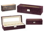 Giftdecor Coffre à Montres 6 Emplacements avec Clé Bordeaux Velours et Métal 30x8x11 cm (Set de 6)