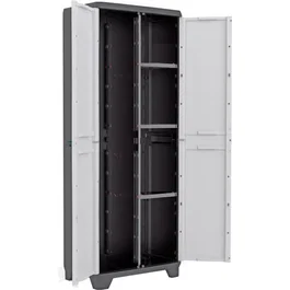 KETER Armoire de rangement utilitaire Linear - 68 x 39 x 173 cm - Noir et gris - Avec 3 étagères réglables - Jusqu'à 10 kg par étagère