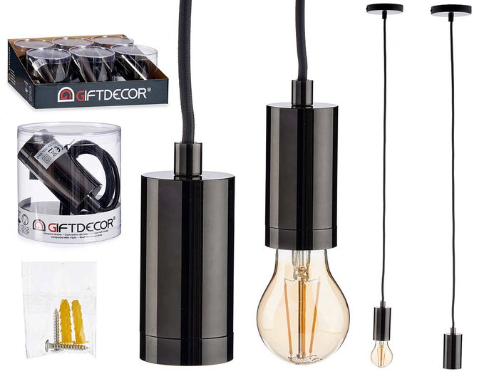 Giftdecor Lampe Suspendue Acier Noir 10x94x10 cm, Aluminium, 60W Max, Inclus Câble 1m (Set de 12) Giftdecor Lampe Suspendue Acier Noir 10x94x10 cm, Aluminium, 60W Max, Inclus Câble 1m (Set de 12)