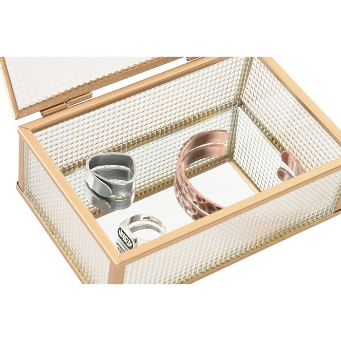 Boîte à bijoux Home ESPRIT Doré Métal Verre 15 x 11 x 5,5 cm Boîte à bijoux Home ESPRIT Doré Métal Verre 15 x 11 x 5,5 cm