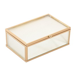 Boîte à bijoux Home ESPRIT Doré Métal Verre 15 x 11 x 5,5 cm