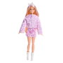 Barbie Cutie Reveal - Série Ours Câlins - Chat Lilas JJP64 avec 10 Surprises, Poupée Articulée Blonde et Accessoires