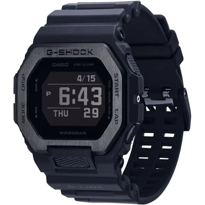 Casio G-Shock GBX-100NS-1ER Montre Sport Connectée Bluetooth avec Affichage Lune et Podomètre - Noir