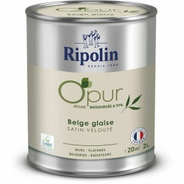 Ripolin O'pur Beige Glaise Satin Velouté pour Murs, Boiseries et Radiateurs - 2 L