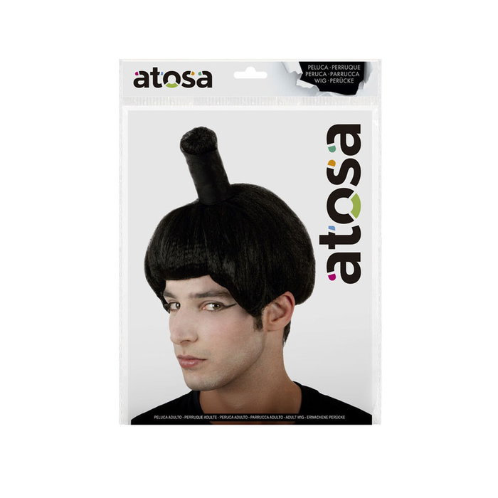 Atosa Perruque noire avec chignon haut pour sumo japonais